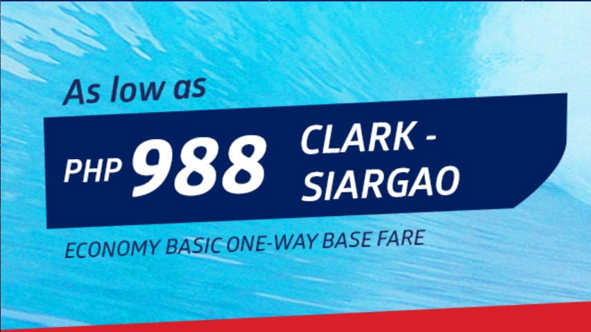 Clark to Siargao for as low as PHP988 via Philippine Airlines!