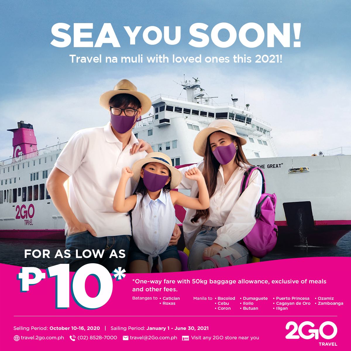 P10 Ticket Sale with 2Go Travel | Sea You Soon! Plan 2021 Local Travels With Your Family