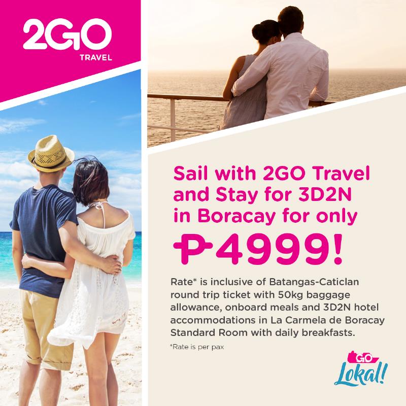 ‘Sail’ with 2GO Travel and ‘Stay’ for 3D2N in Boracay for only ₱4,999!