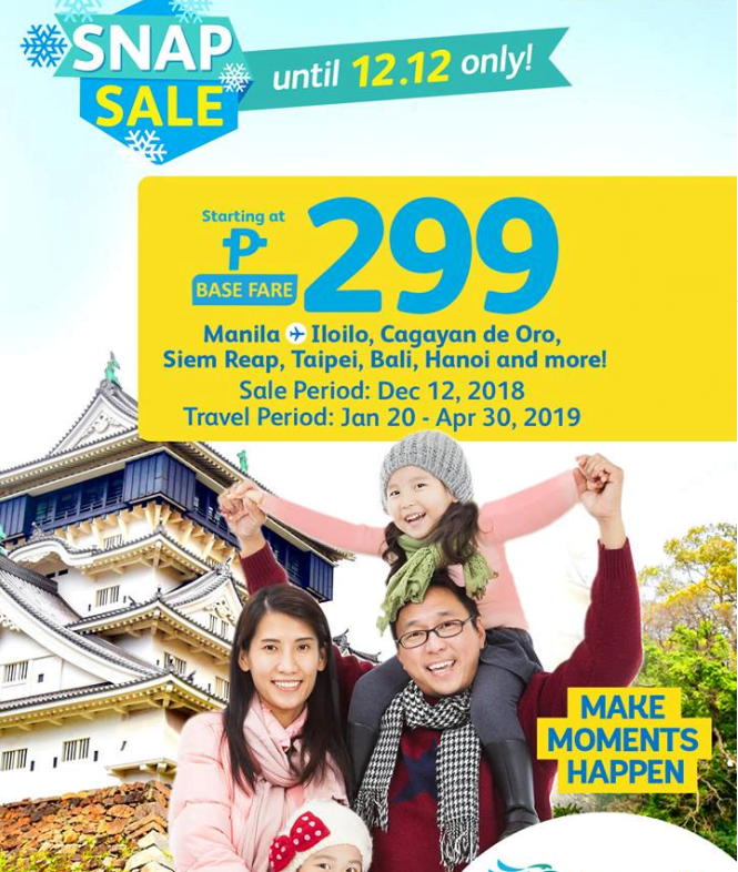 #SEATSALE: Cebu Pacific SNAP Sale for as low as 299!