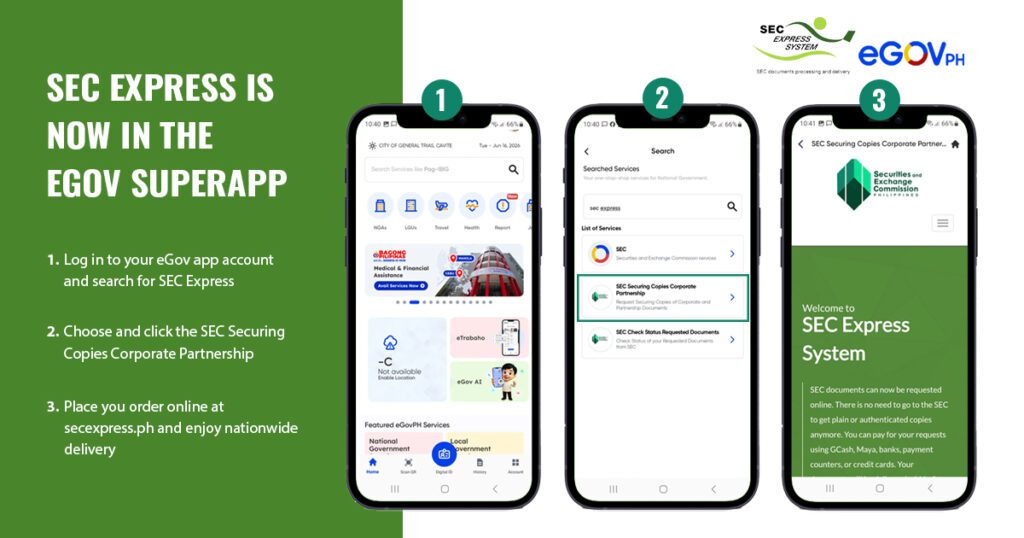 sec express in egov app