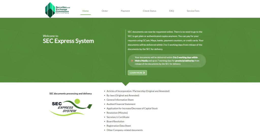 sec express system website